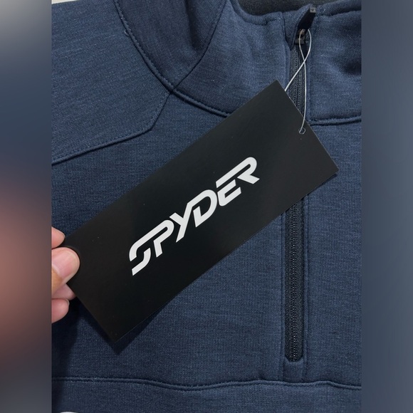 Spyder Mens M Medium Speed Fleece Half Zip Fleece Jacket True Navy Blue NWT - Picture 5 of 12